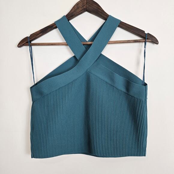 Sincerely Jules Criss Cross Halter Crop Top Teal Large - Picture 6 of 8